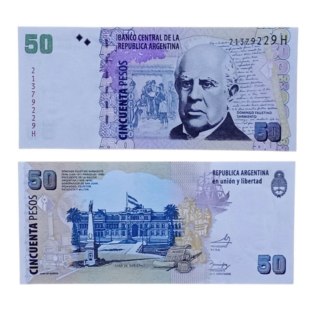 Uang Kuno Argentina 50 Peso UNC Asli