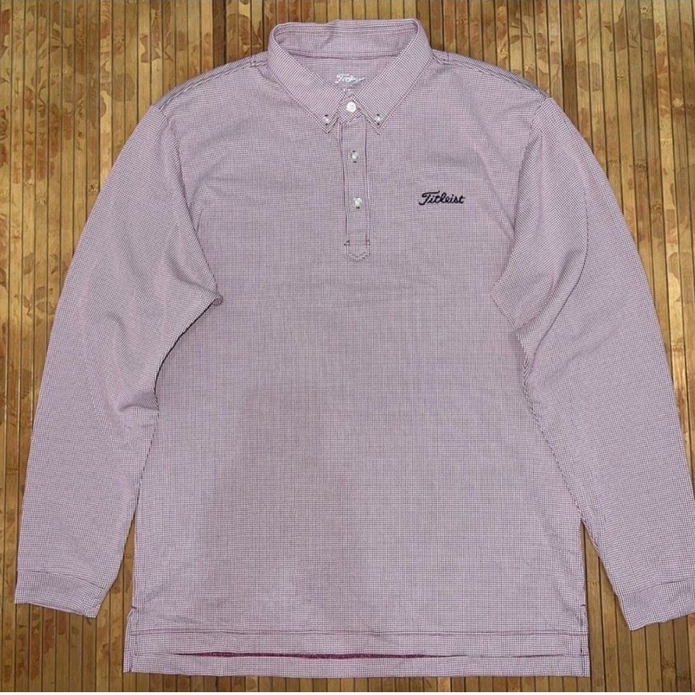 TITLEIST GOLF EMBROIDERY LOGO LONG SLEEVE BUTTON DOWN POLO SHIRT