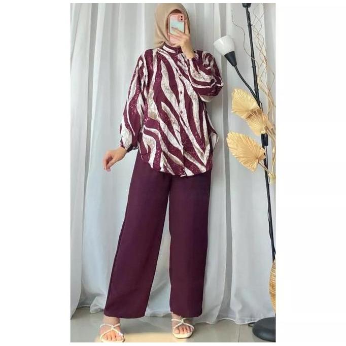 Rscloth- Setelan Nita Motif Salur Malika // One Set Nita Terbaru // Set Penjamas Kekinian