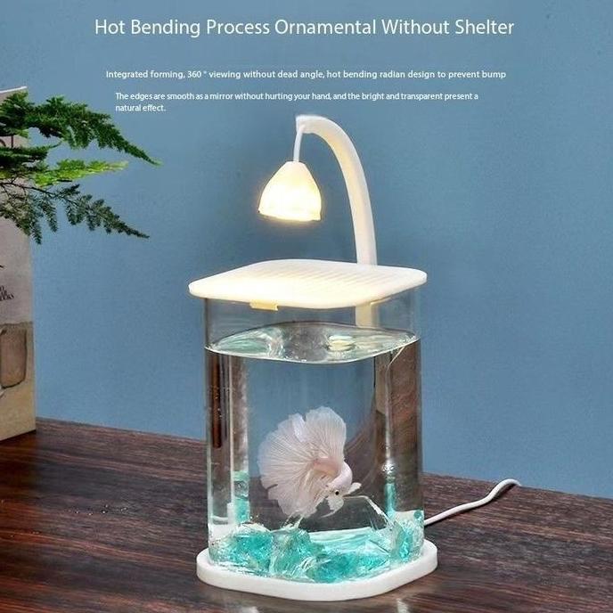 Aquarium Mini Fullset LED/Aquarium Mini/Aquarium /Aquarium Minimalis Fullset/Unik Akuarium Kaca Tran