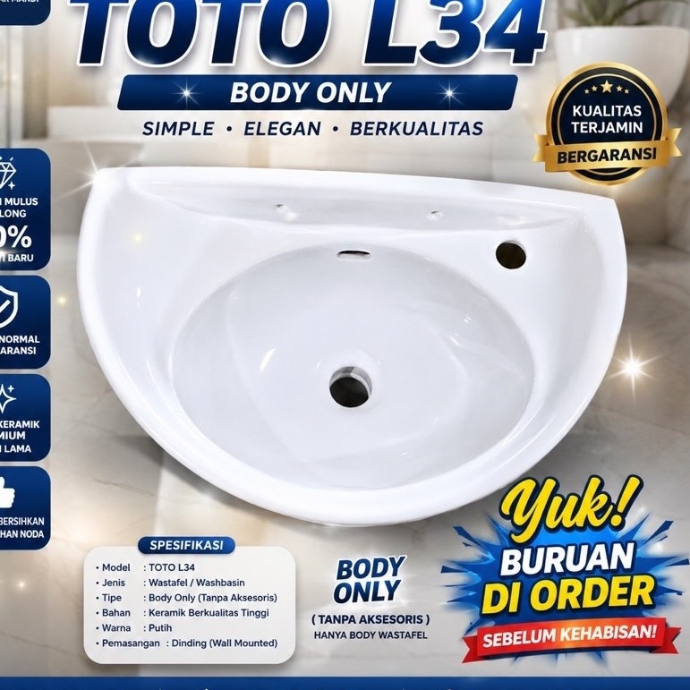 WASTAFEL TOTO L34|Wastafel cuci tangan model minimalist elegan