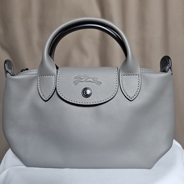 ORIGINAL Longchamp Cuir Size XS + Long Strap - Turtledove (Gray)