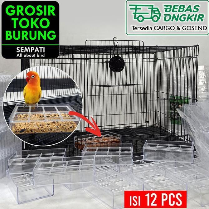 WADAH PAKAN KOLONI AKRILIK CEPUK RAM WADAH PAKAN BURUNG 12 PCS PERPACK