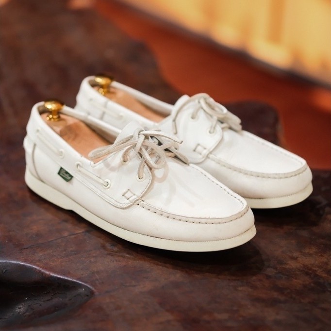 Paraboot For Ponant White Cerf Loafer Original Made In France - Size 42