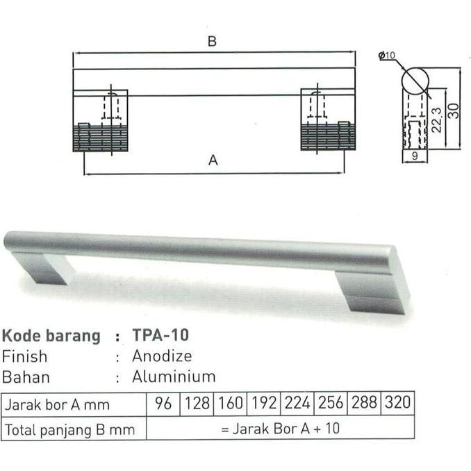 [] TARIKAN LACI TPA 10-96 MM HUBEN / HANDLE LACI HUBEN / TARIKAN LEMARI