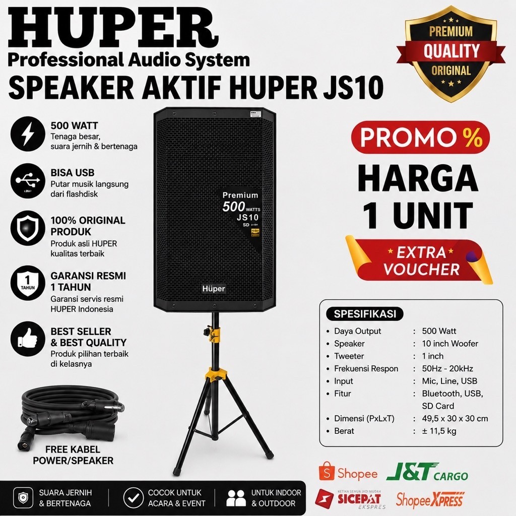 Speaker Aktif Huper Js10 Original Speaker 15inch