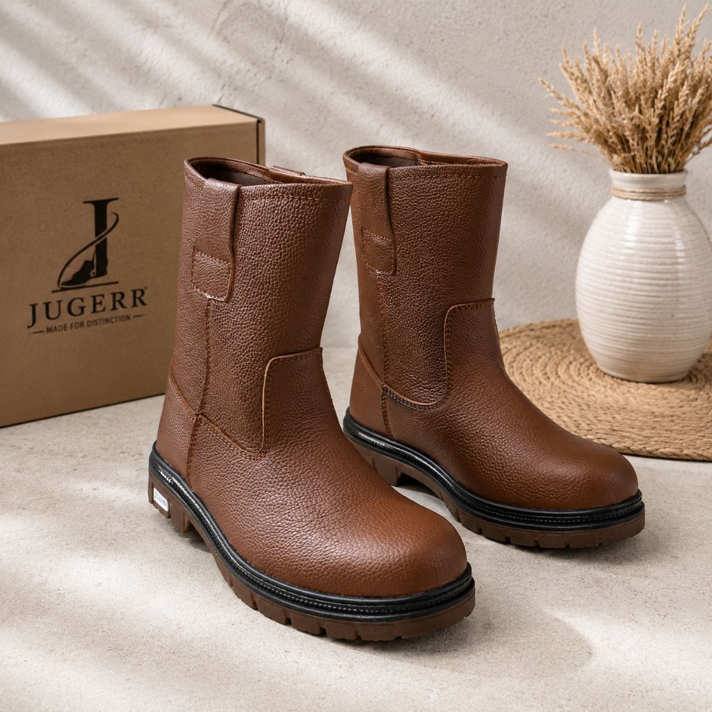 JUGERR Safety Boots Pria Kulit Premium – Sepatu Kerja Sol Anti Slip