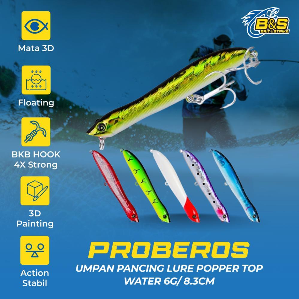 PROBEROS Umpan Pancing Lure Popper 6g/8.3cm Hook BKB 8# umpan top water LP136 (TERBAIK) (TERBARU) (T