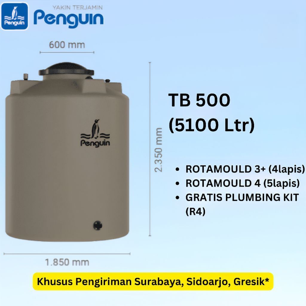 Penguin Tangki Air Toren Air Penguin TB 500 5100 Liter (Khusus Surabaya) Belum Ongkir