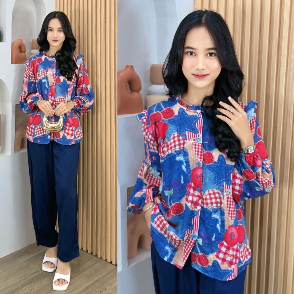 (G) Larisa Set remaja setelan harian remaja tanggung nyman adem tidak gerah katun rayon mix twill ba