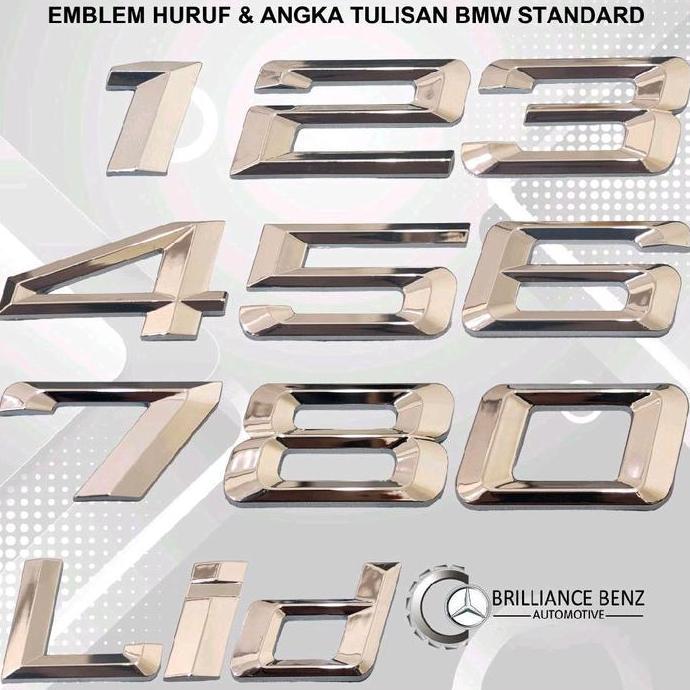 felaminass - emblem tulisan bagasi bmw font standar emblem angka huruf bmw chrome
