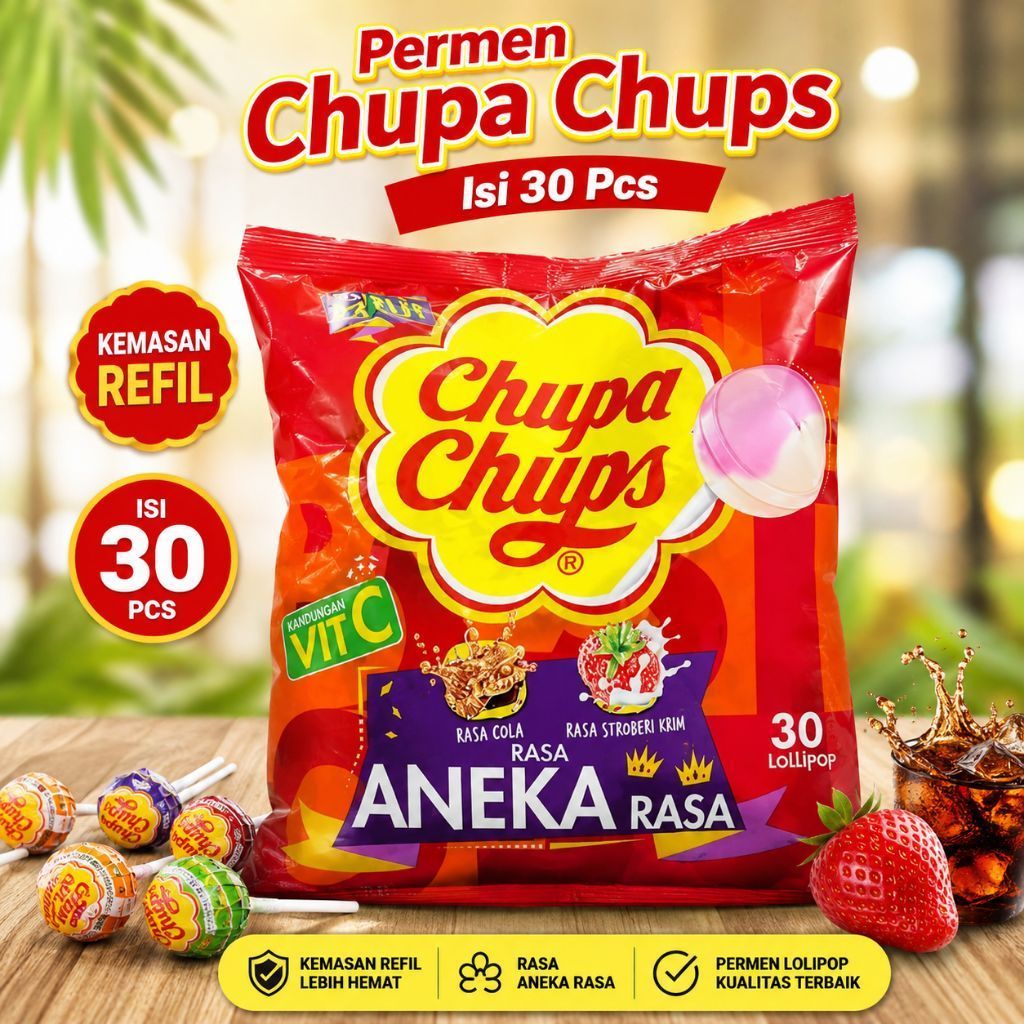 PERMEN CHUPA CHUPS REFILL ISI 30 LOLLIPOP