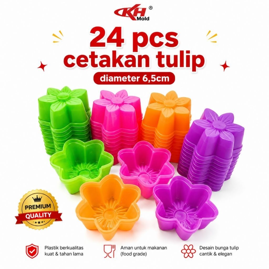 24 Pcs Cetakan Kue Putu Ayu Bentuk Bunga Tulip