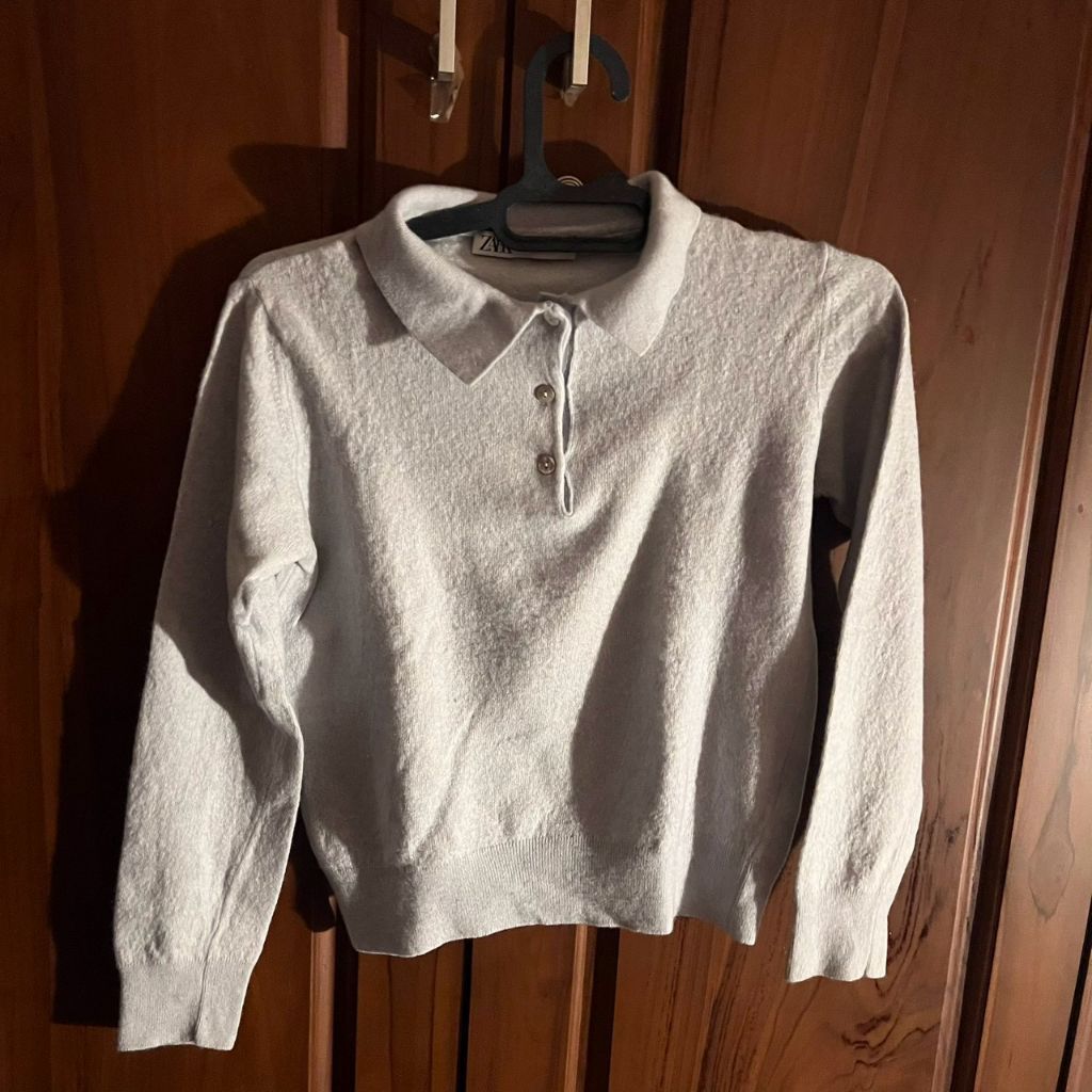 Zara blue wool polo sweater