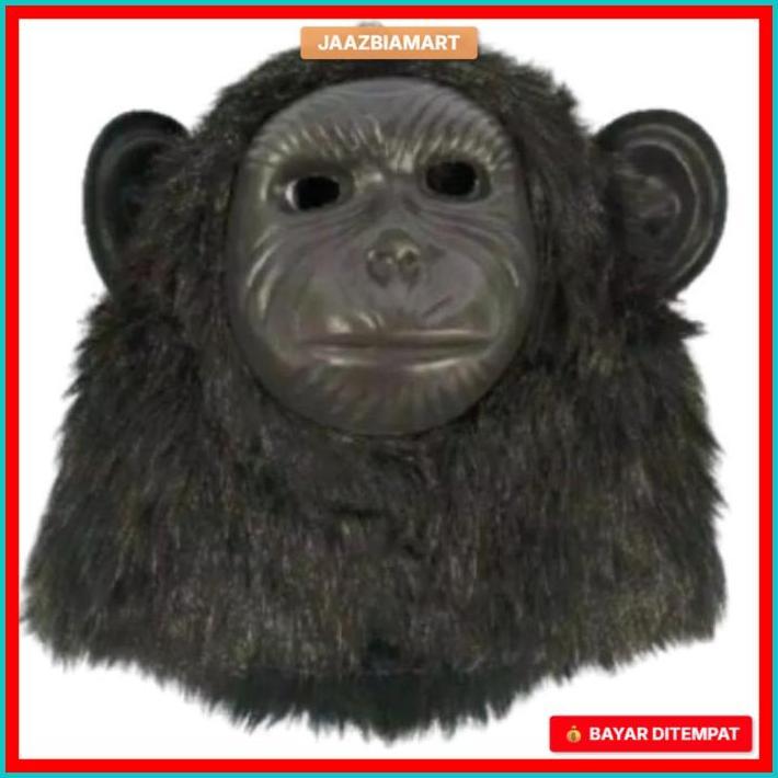 TOPENG BENTUK MONYET GORILA KINGKONG WARNA COKLAT HITAM PUTIH BAHAN HALUS - MAINAN ANAK