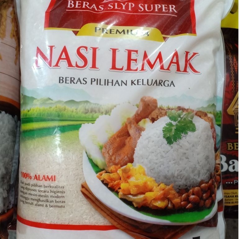 BERAS PREMIUM NASI LEMAK 5KG, KERAS SEDANG BERDERAI.