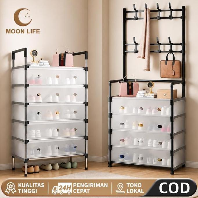 COD Rak Penyimpanan rak sepatu tertutup anti debu Pakaian Gantung Rak Sepatu Rak Sepatu Hanger Tas T