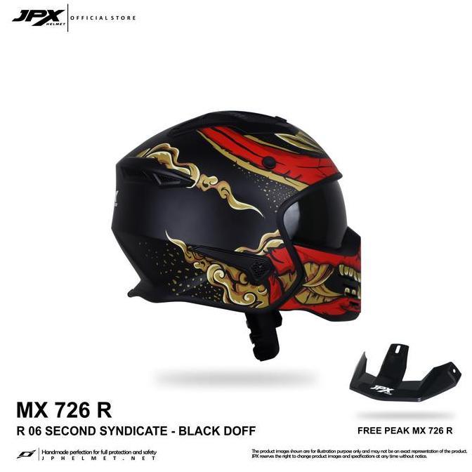 Helm Full Face Modular Pria nita Harian Motor Standar SNI DOT ECE JPX MX 726 R Motif - MX 06 SECOND 