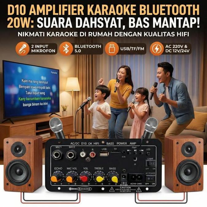 FARMUKE Modul Kit Power Amplifier Board D10 Digital Audio Bluetooth 20 Watt 2.0 Channel HIFI Karaoke