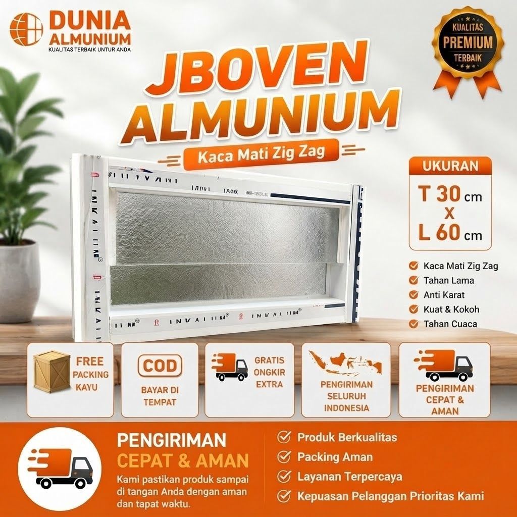 Jendela Boven Aluminium Kaca Zig Zag