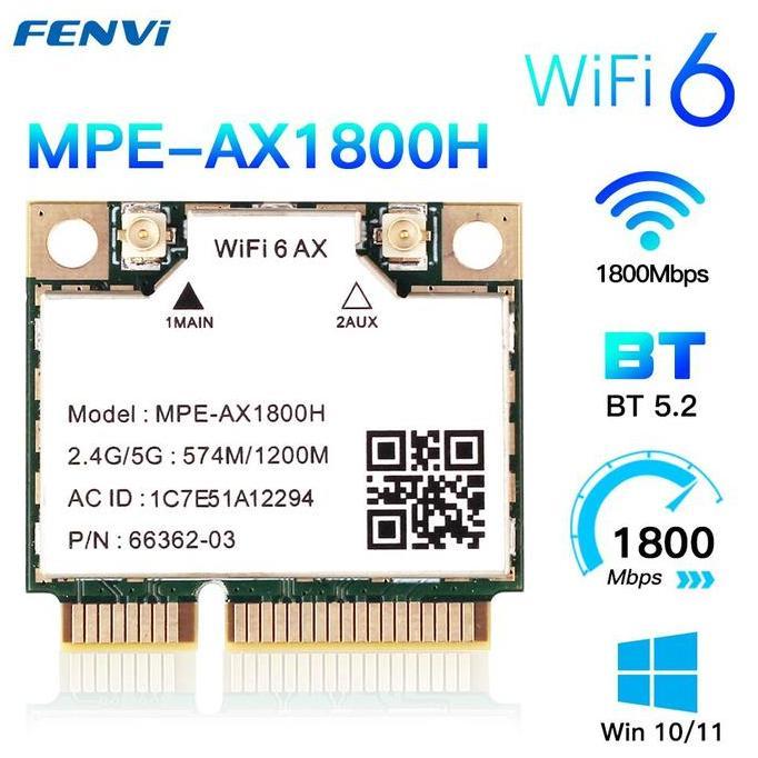 WIFI 6 CARD WIRELESS MT7921 BT 5.2 MINI PCIE 5GHZ DUAL BAND AC AX