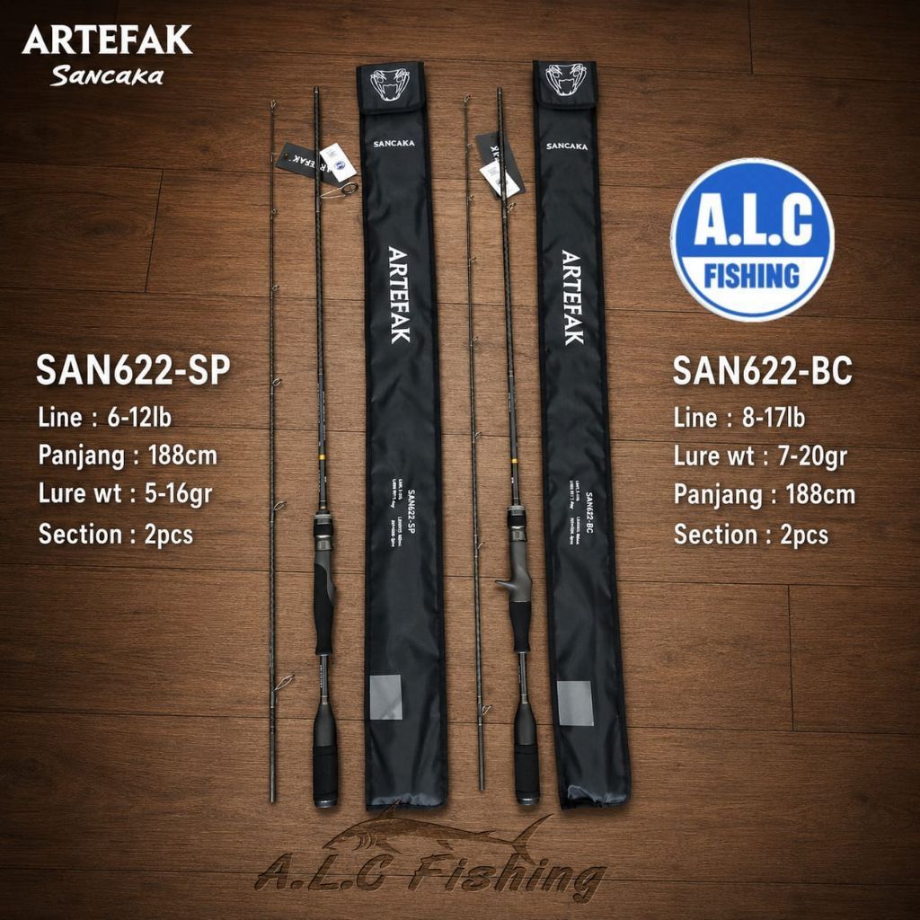 Joran Spinning Baitcasting Artefak Sancaka SAN622-SP SAN622-BC 188cm 6-12lb 8-17lb rod fishing panci