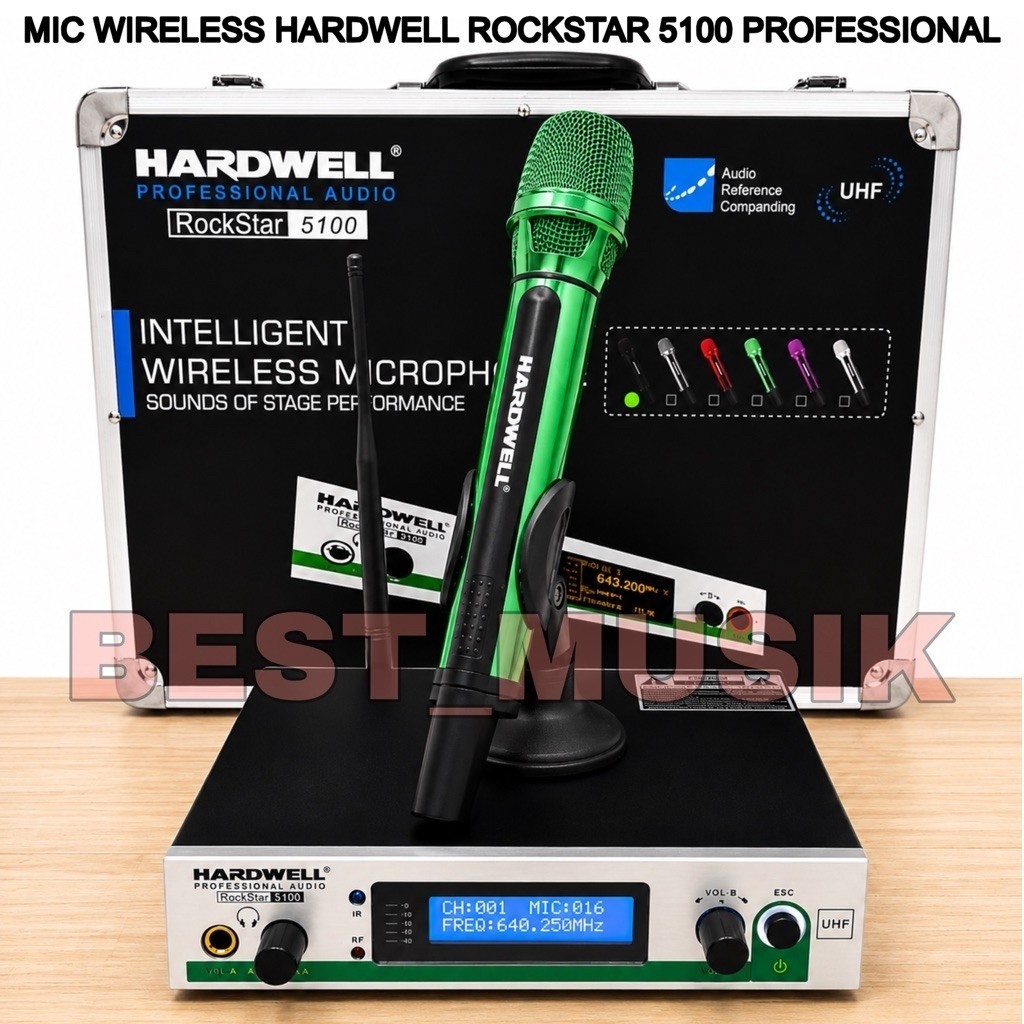 Mic wireless hardwell rockstar 5100 original free koper Single mic hardwell ROCKSTAR5100 HIJAU