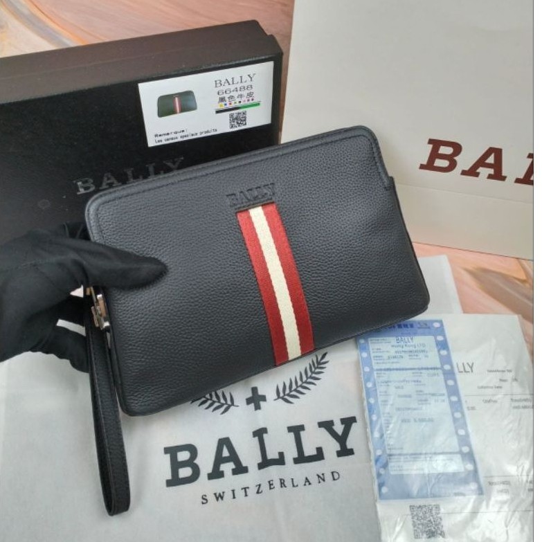 Handbag bally pria clutch tas tangan kulit asli