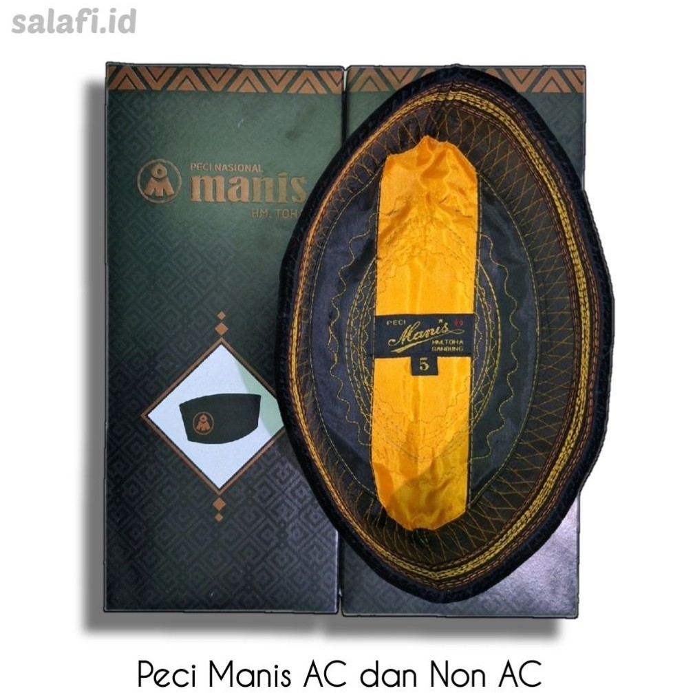 Peci Manis Kopiah Songkok Hitam Polos Non AC Plat Kuning Tanpa kertas Bahan Beludru Nyaman