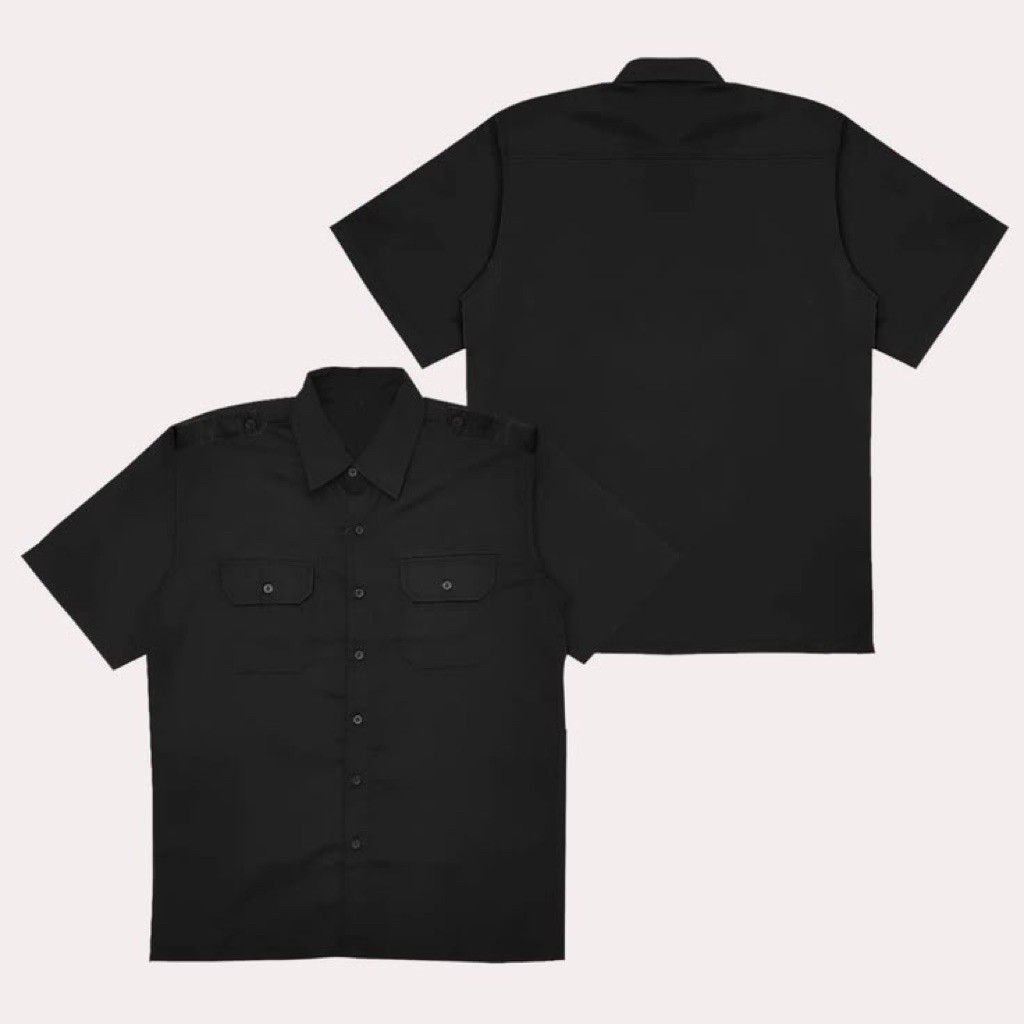 Kemeja Kerja Polos Bahan American Drill Hitam