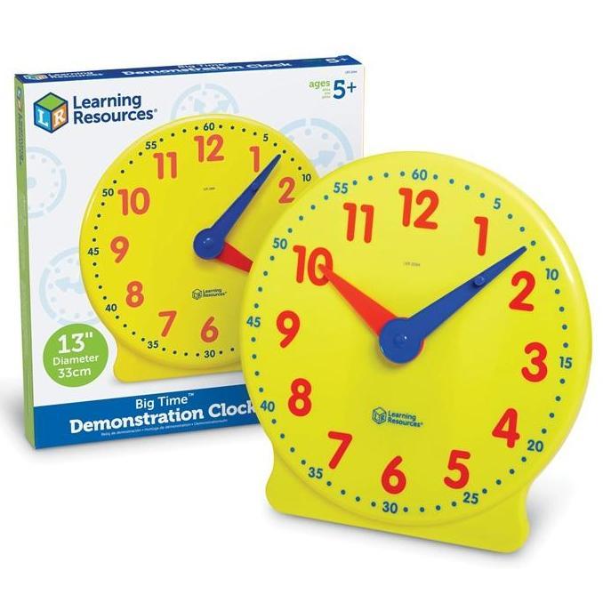 Learning Resources Big Time Demonstration Clock 12-Hour Teaching Clock with Built-In Gear Mechanism,