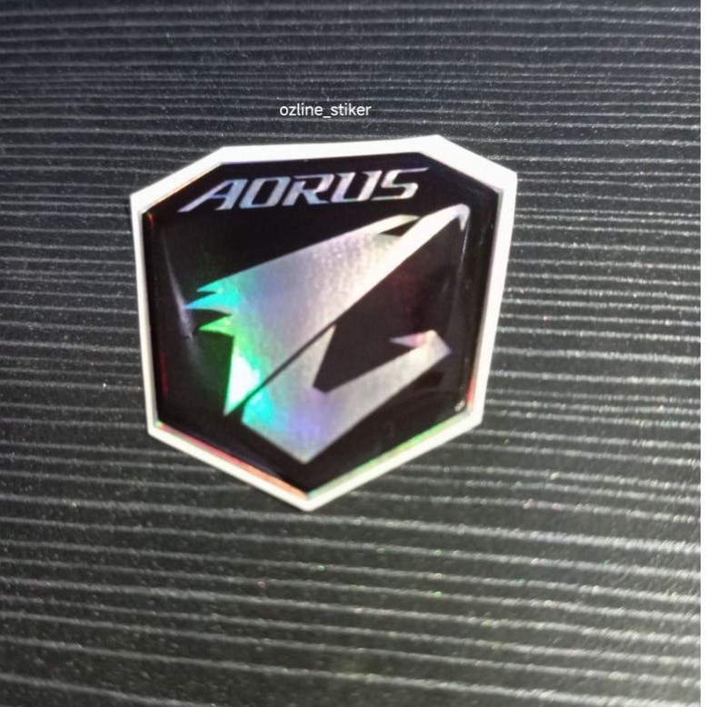 stiker emblem Aorus hologram untuk laptop atau pc