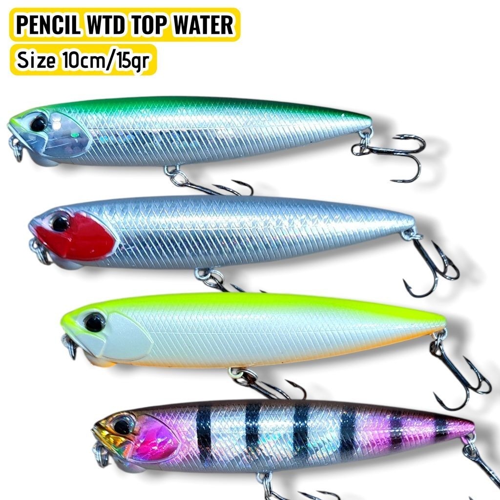 PENCIL WTD 10CM. PANCIL TOP WATER. lure casting toman. umpan casting top water.