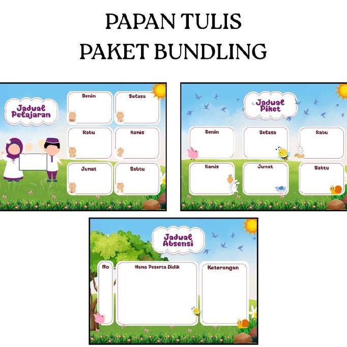 Hiasan dinding dekorasi kelas paket bundling 1 paket isi 3 jadwal pelajaran jadwal piket jadwal abse