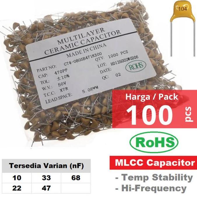 Grosir Pack - Multilayer Ceramic Capacitor Mlcc 10Nf 22Nf 33Nf 47Nf 68Nf Kapasitor