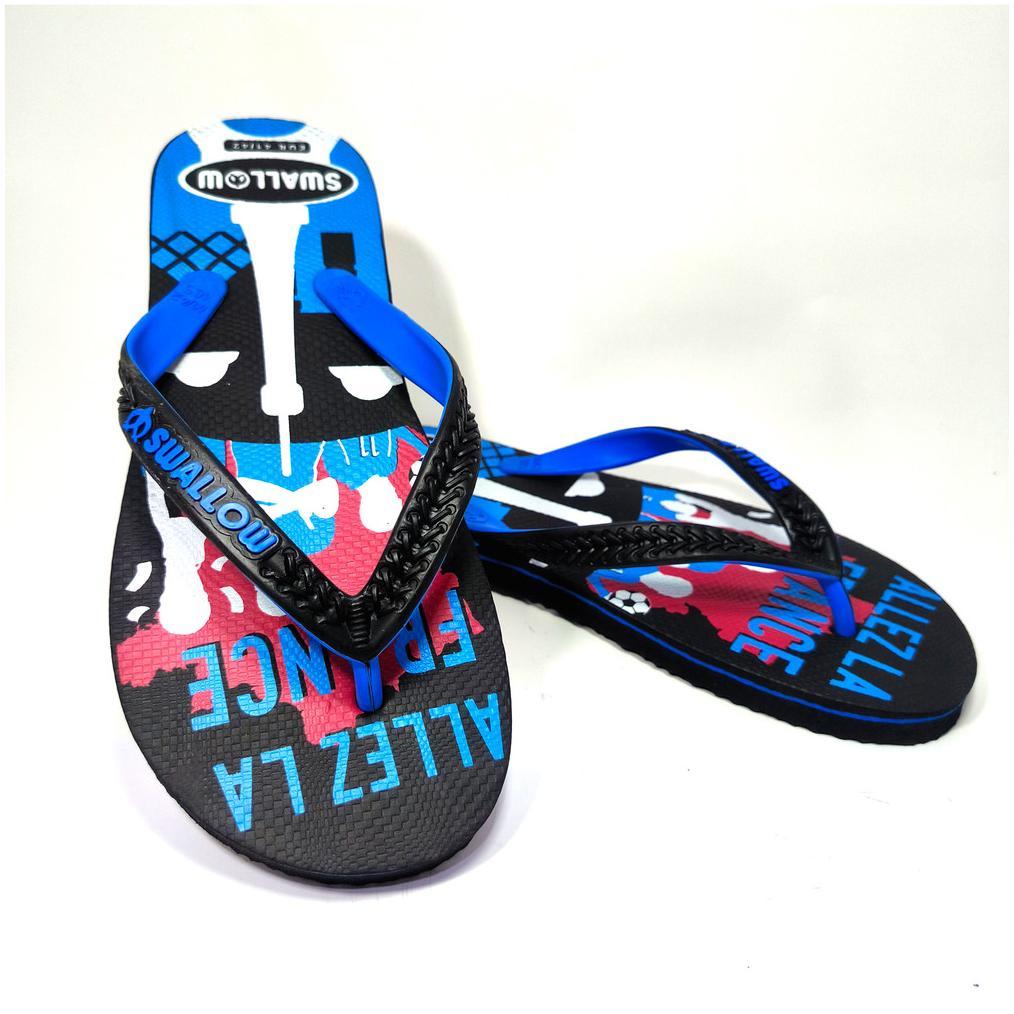 exclusive sandal jepit pria swallow futbol & seni original - motif sepak bola piala dunia & seni rup