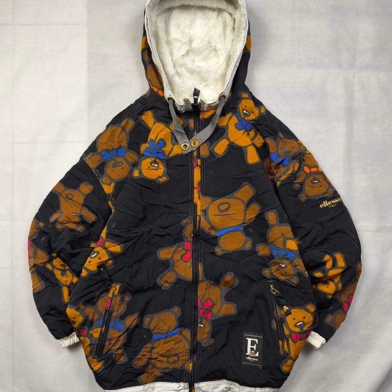Vtg 90s Ellesse x Bear Reversibel Sherpa Jacket