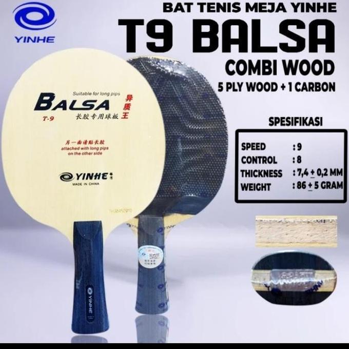BEBAS ONGKIR - Kayu Bat Tenis Meja Pingpong Yinhe T9 Balsa Carbon