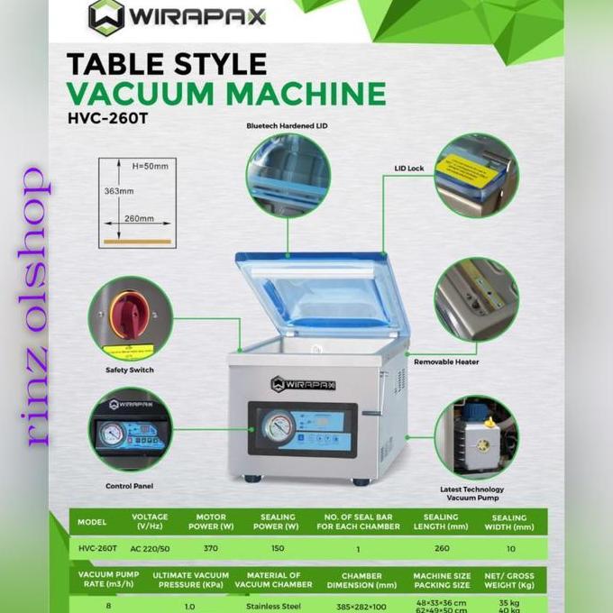 Bestprice- WIRAPAX HVC-260T HVC260T MESIN VACUM SELAER MAKANA