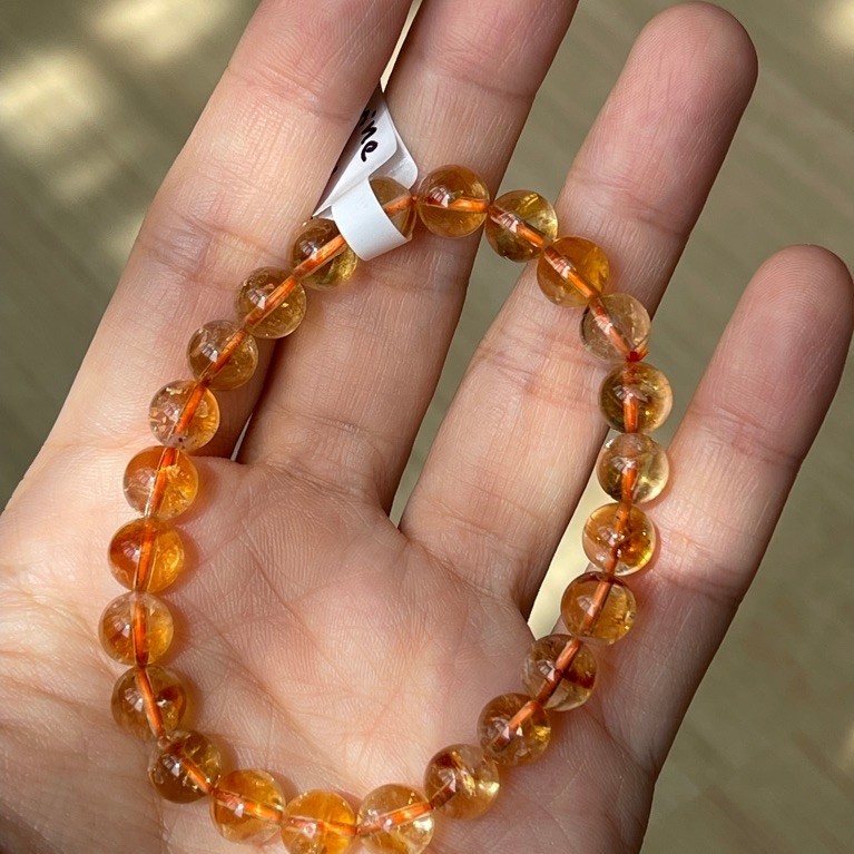 gelang natural citrine 7,5mm dengan sertifikat