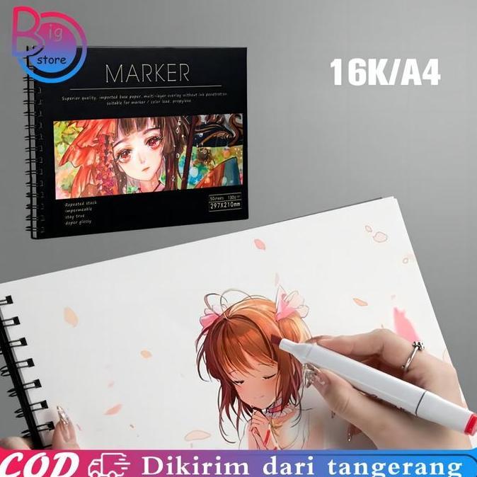 FKINAPE Marker Pad Sketchbook 50 Sheets No Penetration Drawing Paper Untuk Marker Pen