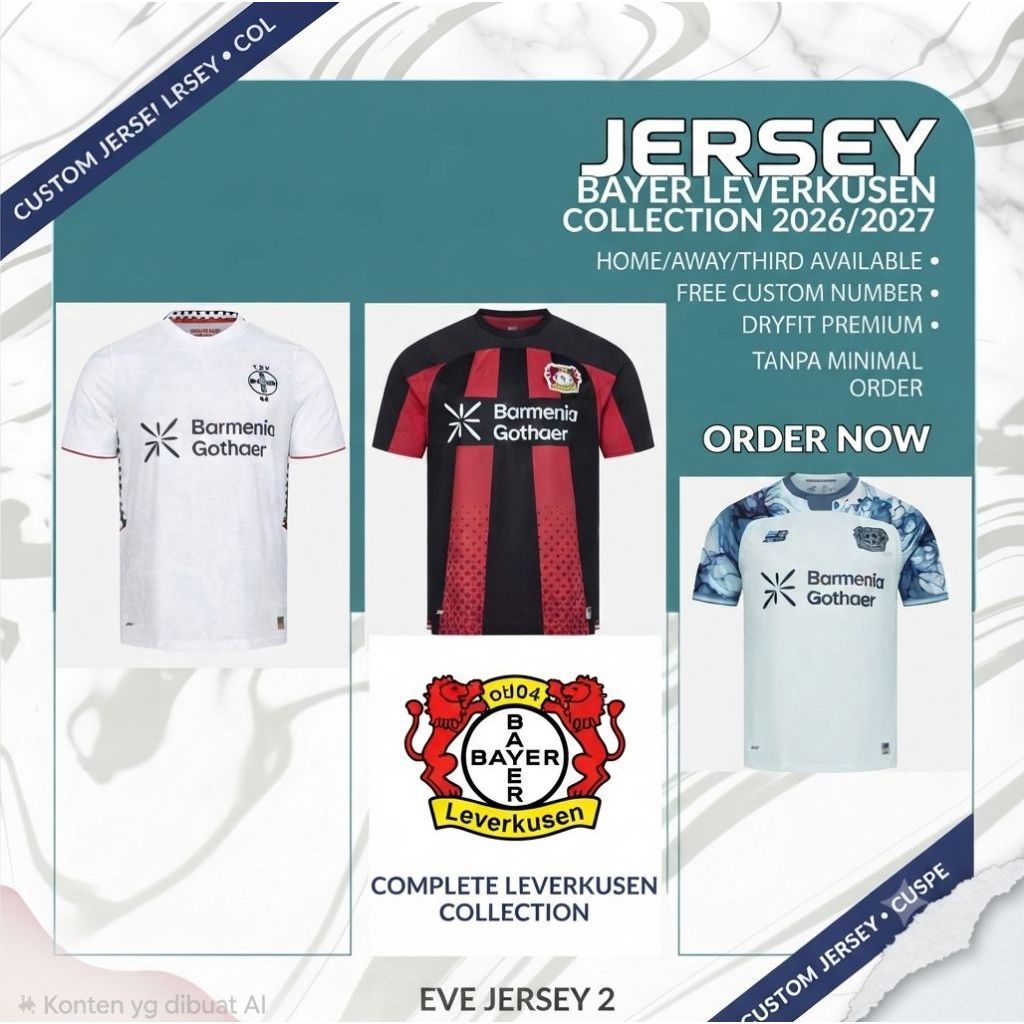 JERSEY BAYERN LEVERKUSEN HOME/AWAY/THIRD 26/27 NEW SEASON FULL PRINTING