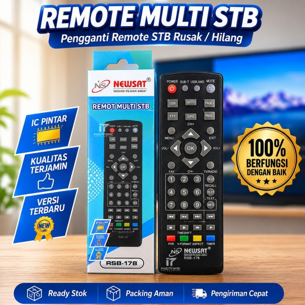 Remote Multi STB Newsat RSB-178 Pengganti Remote STB Rusak Hilang IC Pintar Versi Terbaru