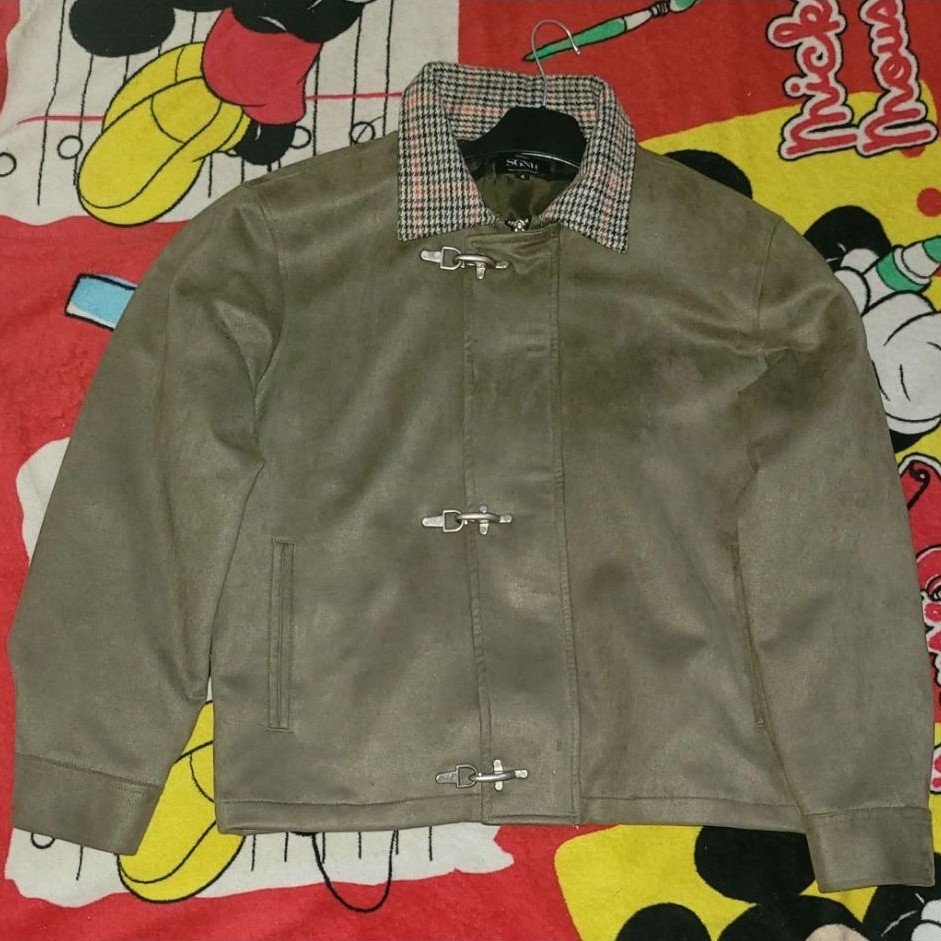 Signore Suede Clasp Jacket mix Flannel ukuran S