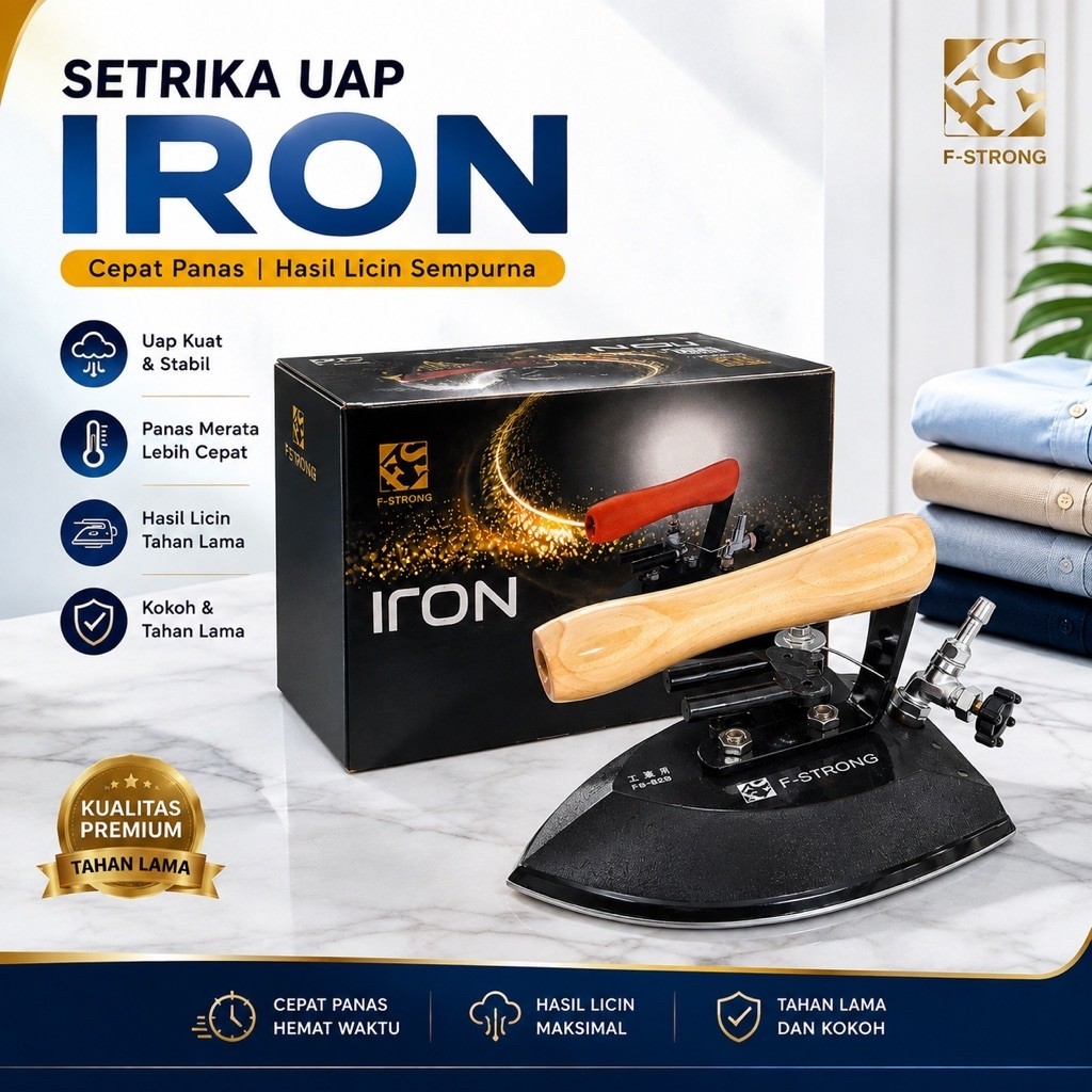 Kepala Gosokan Setrika Uap Laundry / Boiler Laundry Gas F-Strong