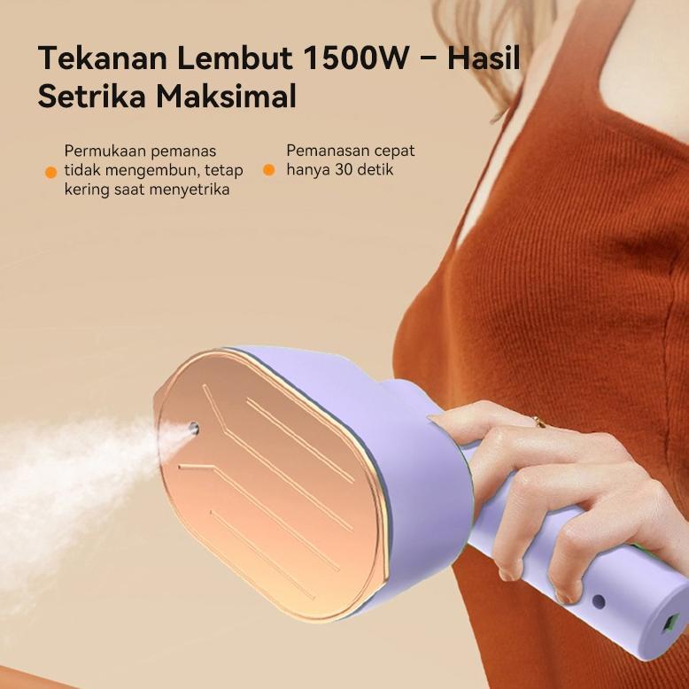 BESTPROMO BASIKE Setrika Uap Lipat Portabel 3-in-1 Cepat Efisien Panel Titanium 120ml Tangki Air Dig