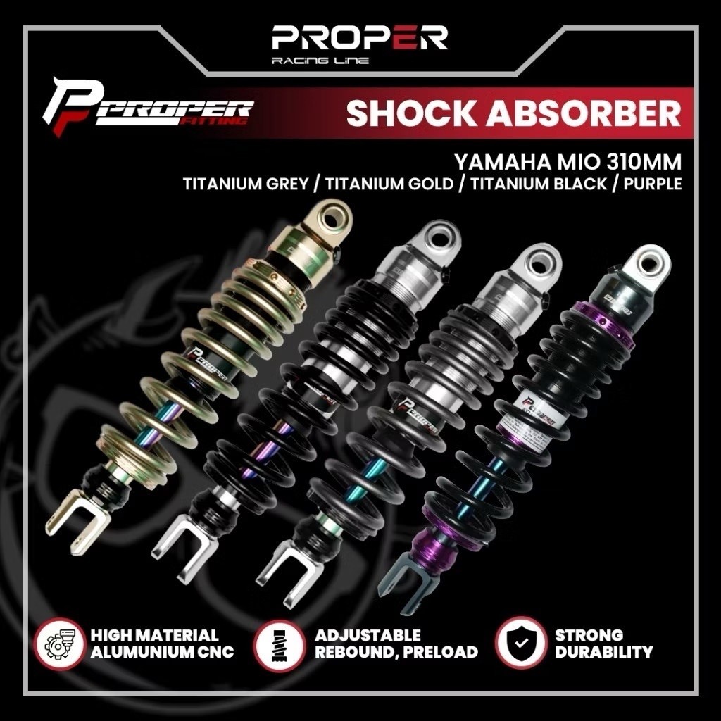 SHOCK ABSORBER YAMAHA MIO 310MM PROPER RACING LINE .