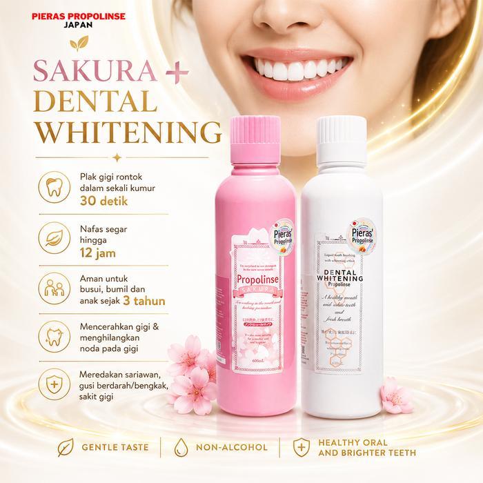 Pieras Propolinse Bundling Whitening Sakura 600ML Mouthwash Obat Kumur Pemutih Gigi