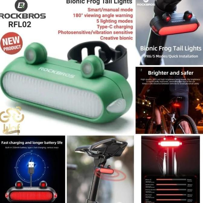 ROCKBROS RFL02 Lampu Belakang Sepeda Smart Brake Bike Rear Tail Light