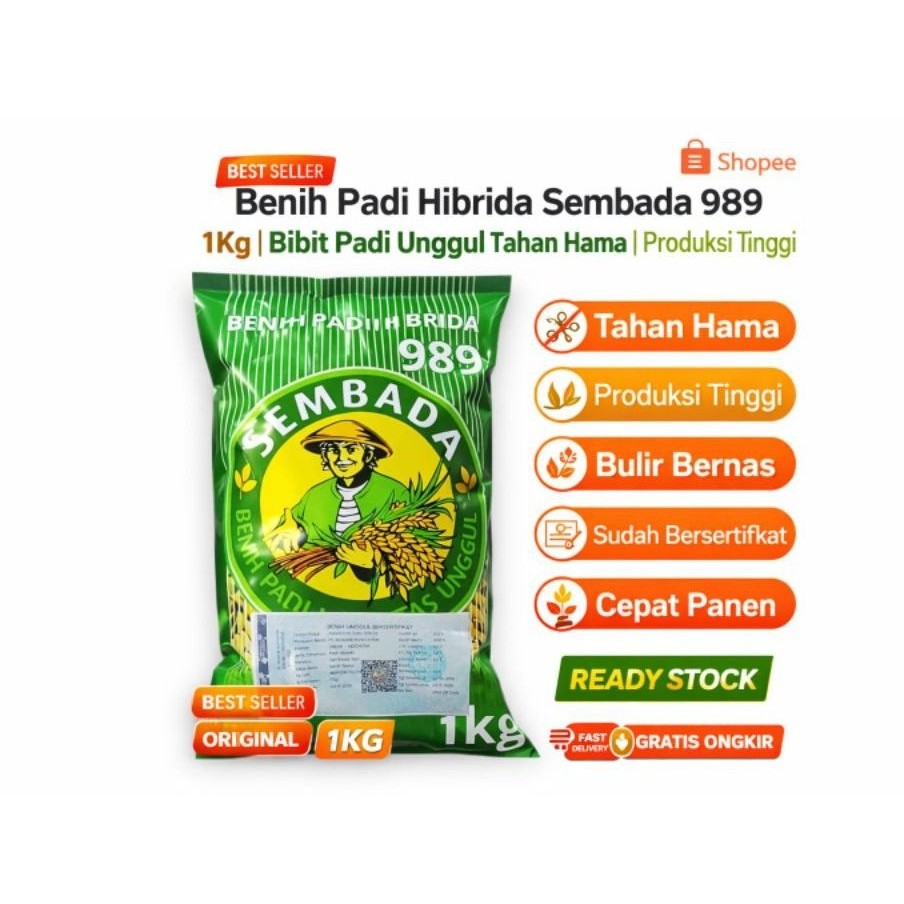BENIH PADI SEMBADA 989 ORIGINAL KEMASAN 1KG